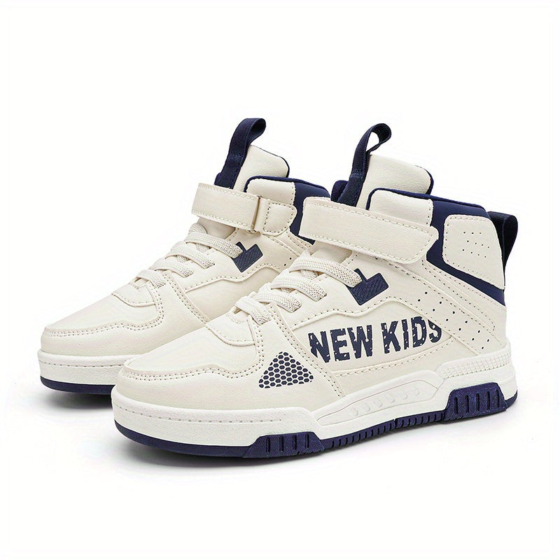 Kids High Top Skate Shoes Hook & Loop Fastener Comfy Durable Anti Skid