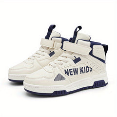Kids High Top Skate Shoes Hook & Loop Fastener Comfy Durable Anti Skid