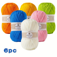 6 Solid Acrylic Yarn 4 ply Strands for Knitting & Crocheting Blanket Sweater Hat