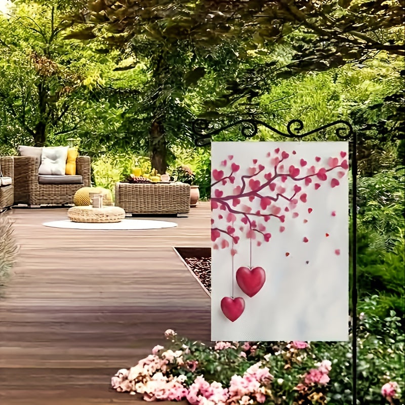 Valentines Small Garden Flag Double Sided Hearts Outdoor Yard Decor