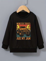 Kid's Sweatshirt Cartoon Vehicle Letter Print Top for Spring Fall