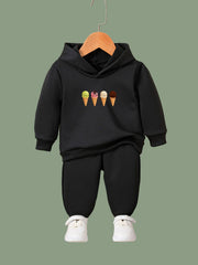 Ice Creams Print Girls Hoodies Jogger Pants Set Sports
