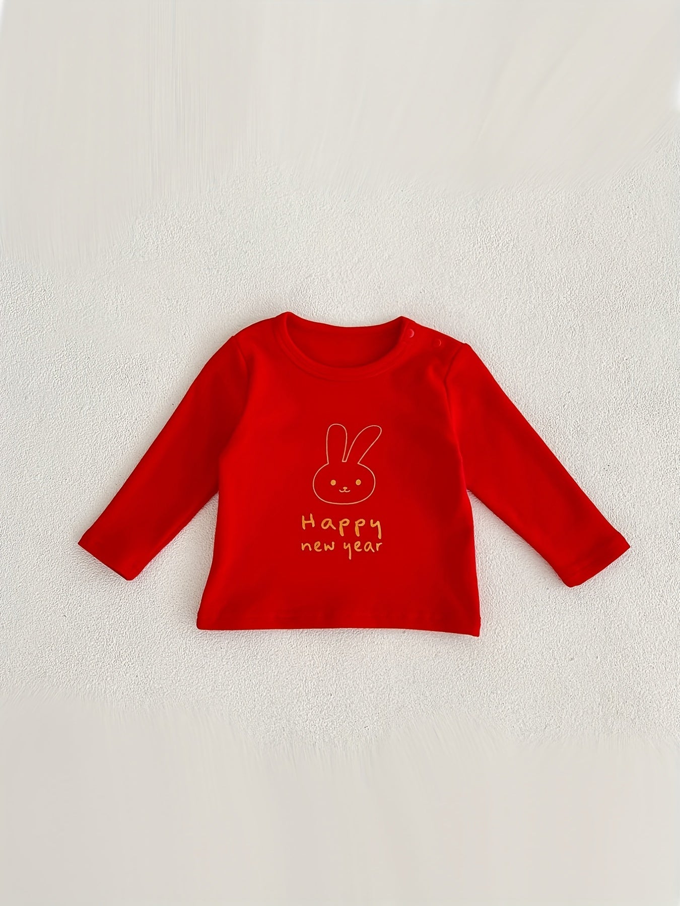 Autumn Baby Happy Year Bunny Print T-shirt Pullover Top