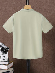 Solid Short Sleeve Button Up Shirt for Big Boys