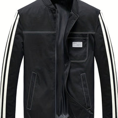 Men's Contrast Stitching Baseball Collar Jacket Coat