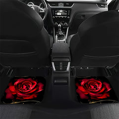 Red Rose Pattern Car Floor Mats - Set of 4