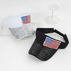Rhinestone Visor Hat Flag Patch Sun Hat Baseball Cap