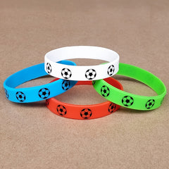 4 Pcs Soccer Ball Silicone Wristbands - Sports Accessory