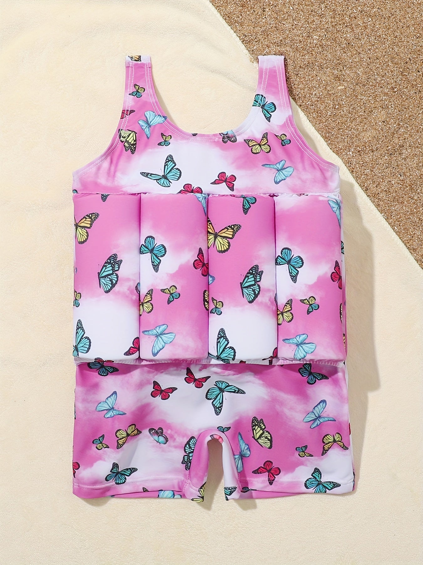 Girls Buoyancy Swimsuit One-piece Short Sleeve Swimwear