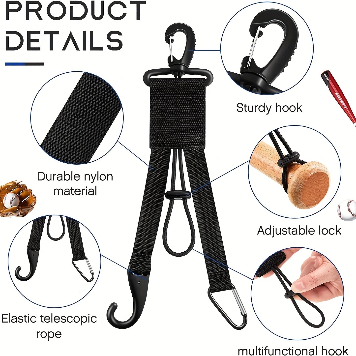 Baseball Softball Gear Hanger Holder Bat Clip Helmet Hook Glove Clip
