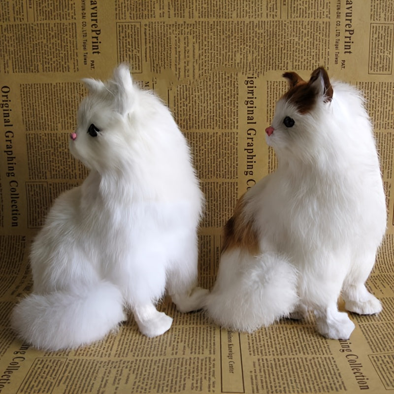 WhimsyCrafts Realistic Plush Cat Figurine Simulation Animal Cat Ornament