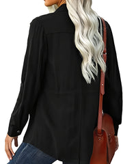 Button & Zipper Dual Pockets Jacket Fall & Winter Women's Clothing