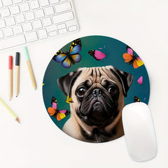 Pug Gaming Mouse Pad for Women - Round Non-slip Rubber Mouse Mat