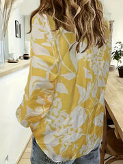 Casual Blouse Women's Floral Print Button Up Long Sleeve Shirt