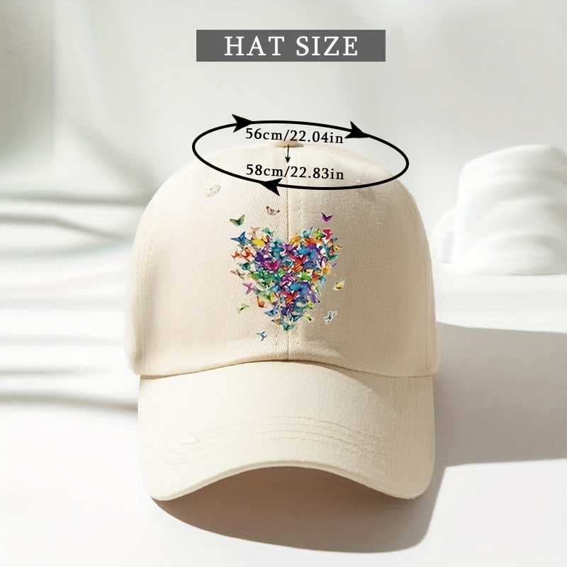 Heart & Butterfly Print Baseball Cap Women's Lightweight Casual Sun Hat