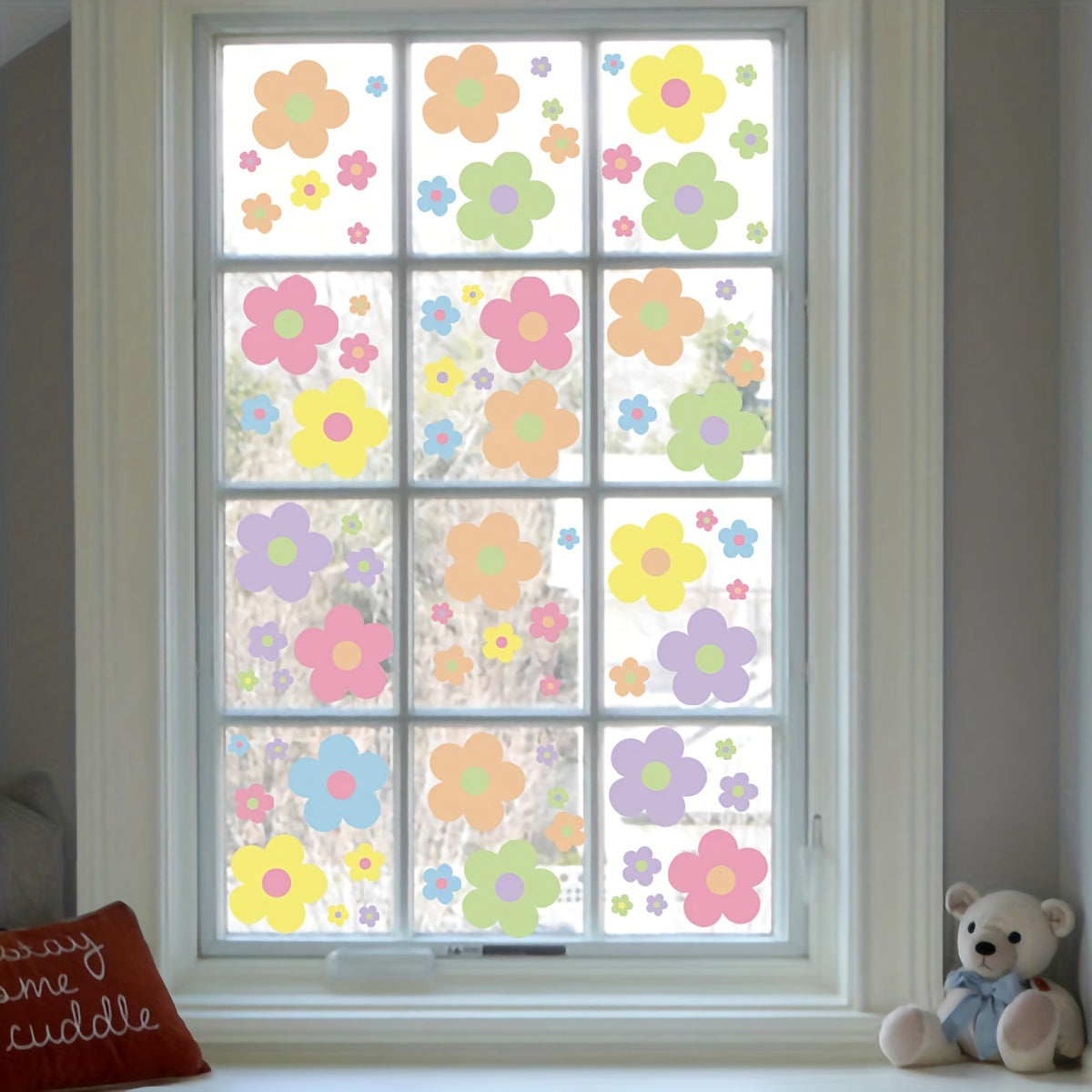 9pcs Flowers Glass Anti-collision Window Decoration Set
