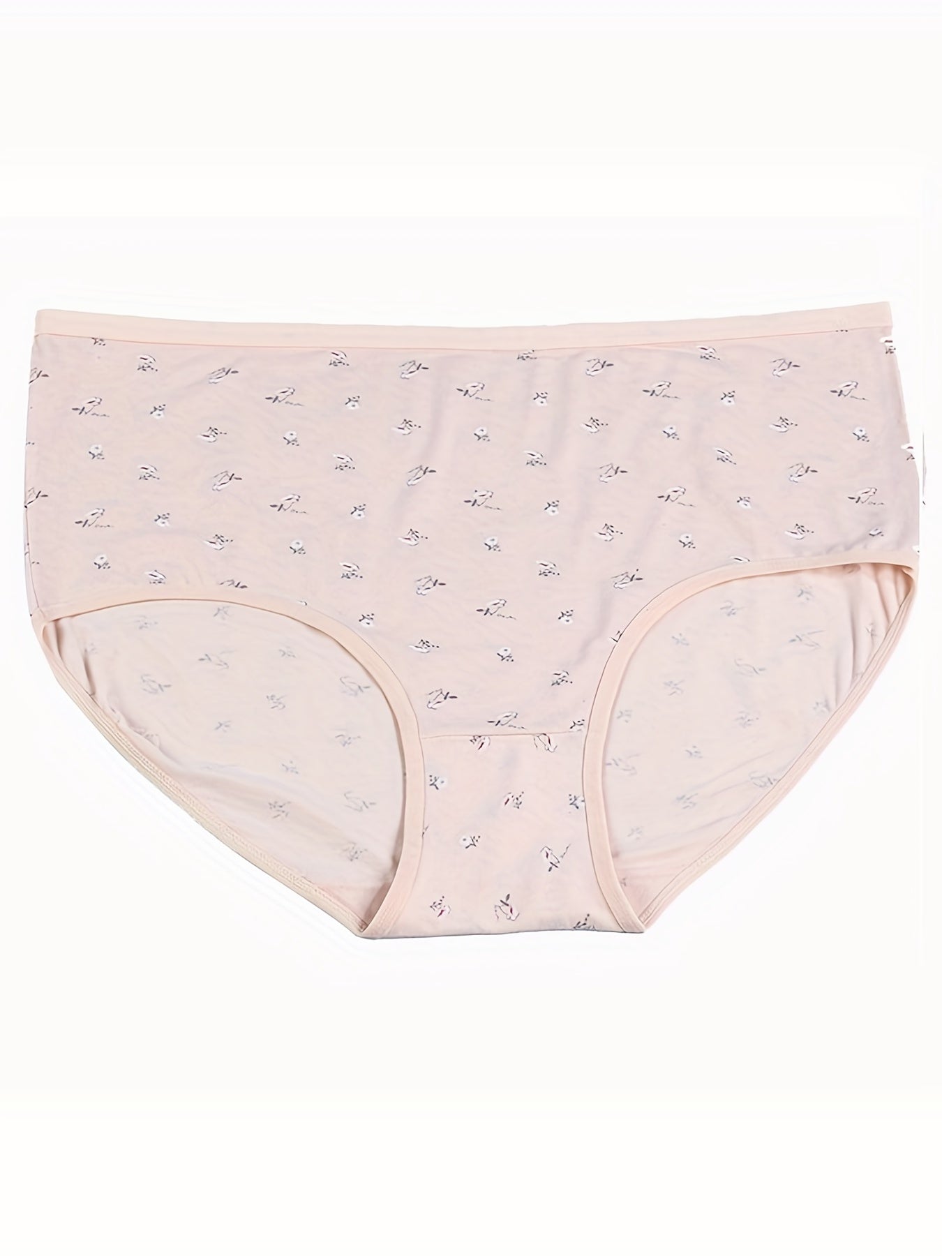 4 Pack Plus Size Floral Print Stretch Underwear Set
