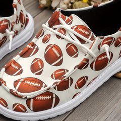 Women's Rugby Pattern Flat Shoes Lightweight Soft Comfortable Sport Running Shoe