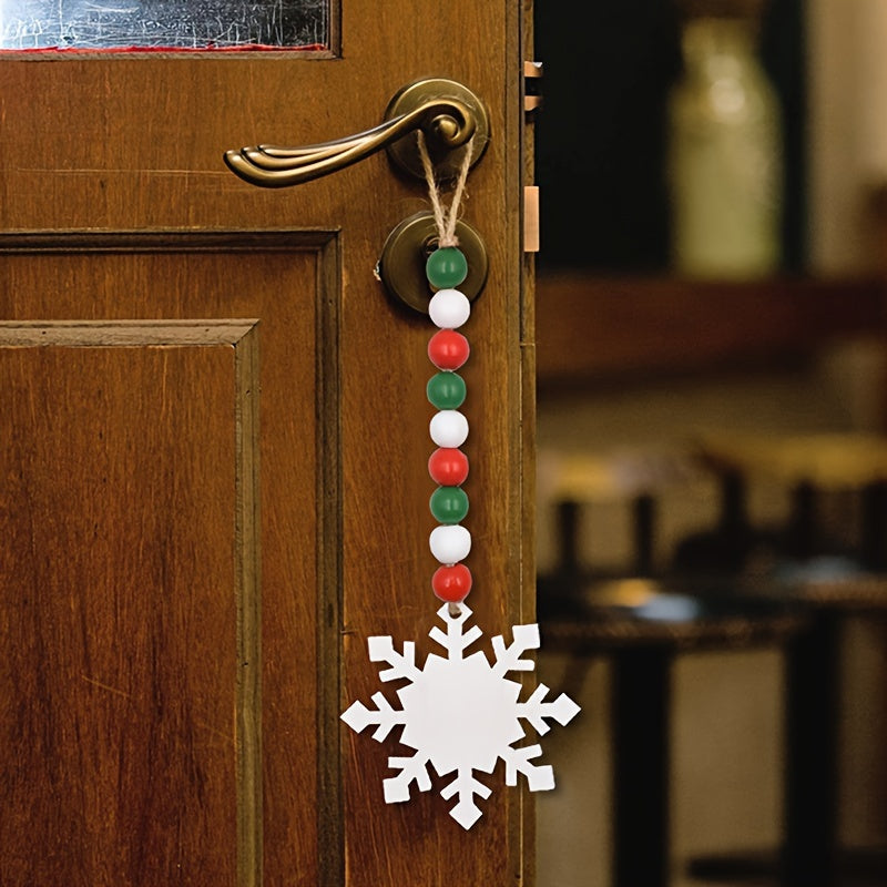 3pcs Christmas Beaded Garland Wooden Deer Snowman Pendant