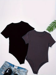 Solid Ribbed Yoga Bodysuit Slim Fit Jumpsuit Women's Activewear