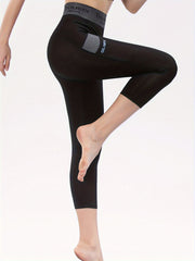 High Elastic Seamless Shaping Calf Length Leggings with Pockets