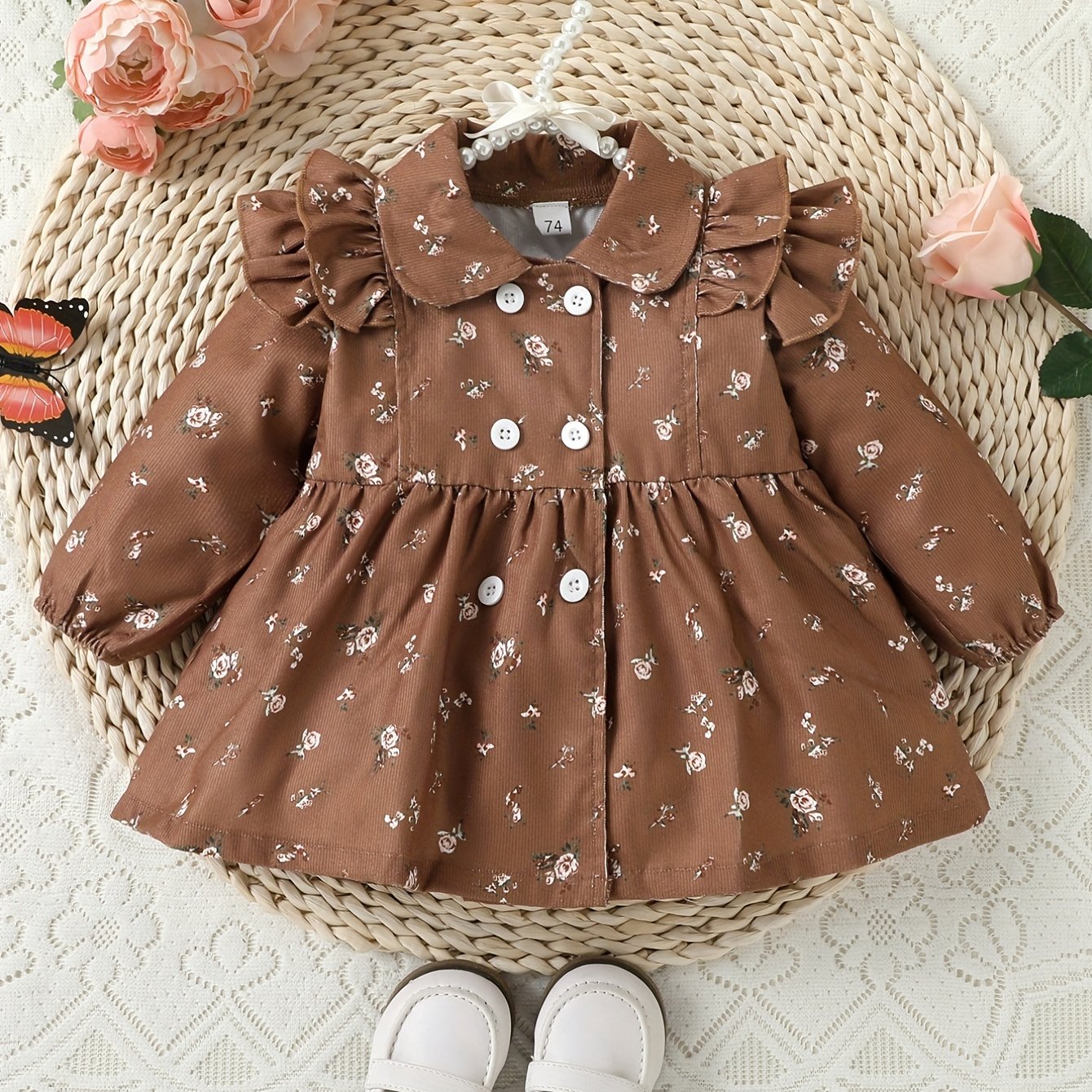 Baby Girl's Floral Print Dress for Spring/Autumn