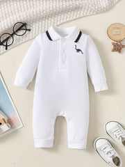 Baby Boys Long Sleeve Polo Shirt Romper Cotton Jumpsuit