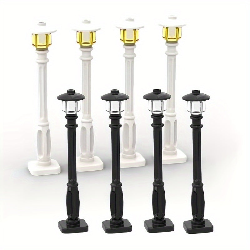 4pcs Streetlamp Brick Accessories ABS Road Light Blocks Set Halloween Decor Toy