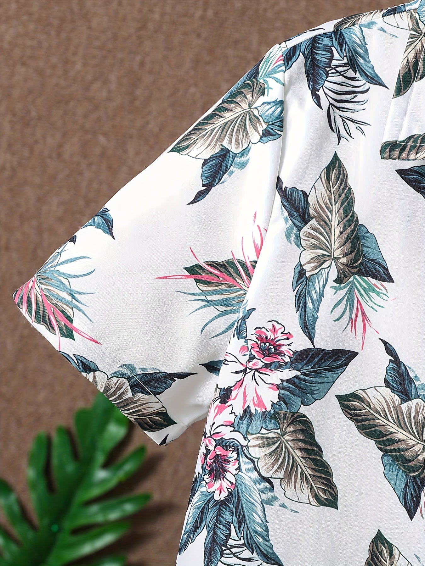 Boys Floral & Leaf Print Short Sleeve T-shirt & Shorts Set
