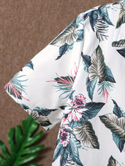 Boys Floral & Leaf Print Short Sleeve T-shirt & Shorts Set