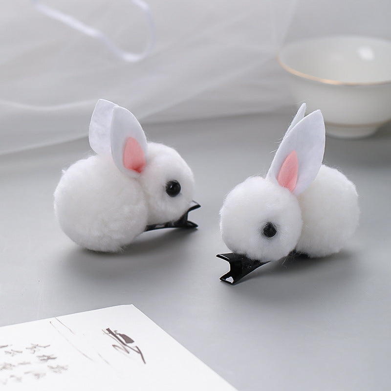 Vintage Bunny Hair Clip Plush Bunny Ponytail Holder Stuffed Rabbit Hair Clip