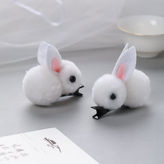 Vintage Bunny Hair Clip Plush Bunny Ponytail Holder Stuffed Rabbit Hair Clip