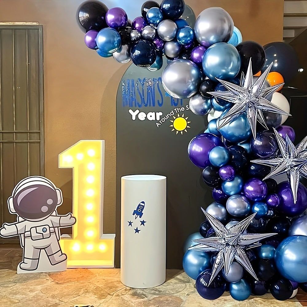 98pc Silvery Balloon Arch Set Navy Silver Birthday Baby Shower Boy Wed