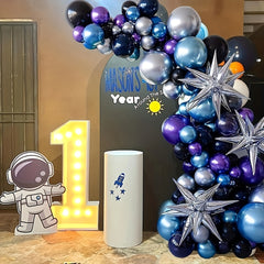 98pc Silvery Balloon Arch Set Navy Silver Birthday Baby Shower Boy Wed