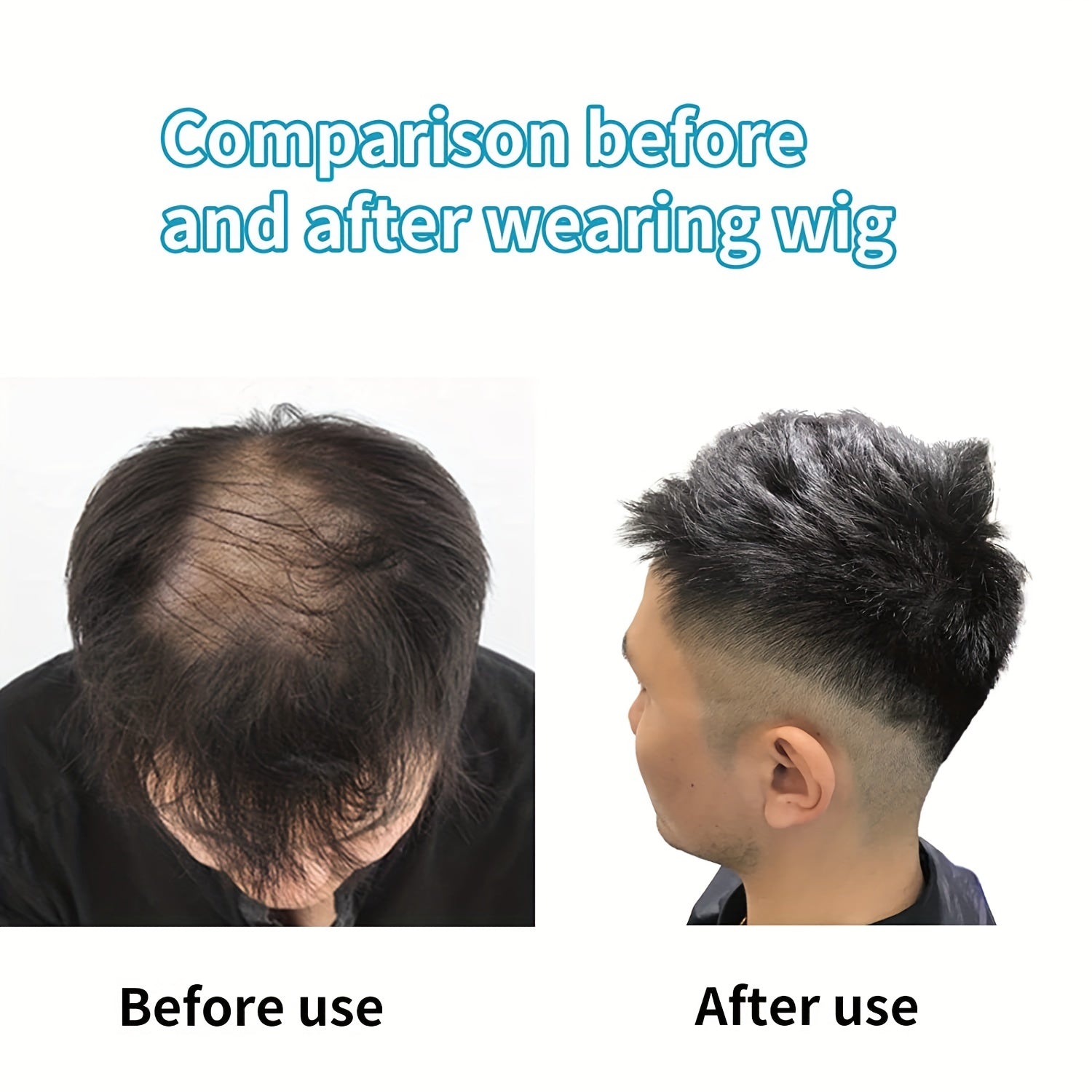 Men's High Top Fade Wig Natural Short Human Hair Toupee Clip
