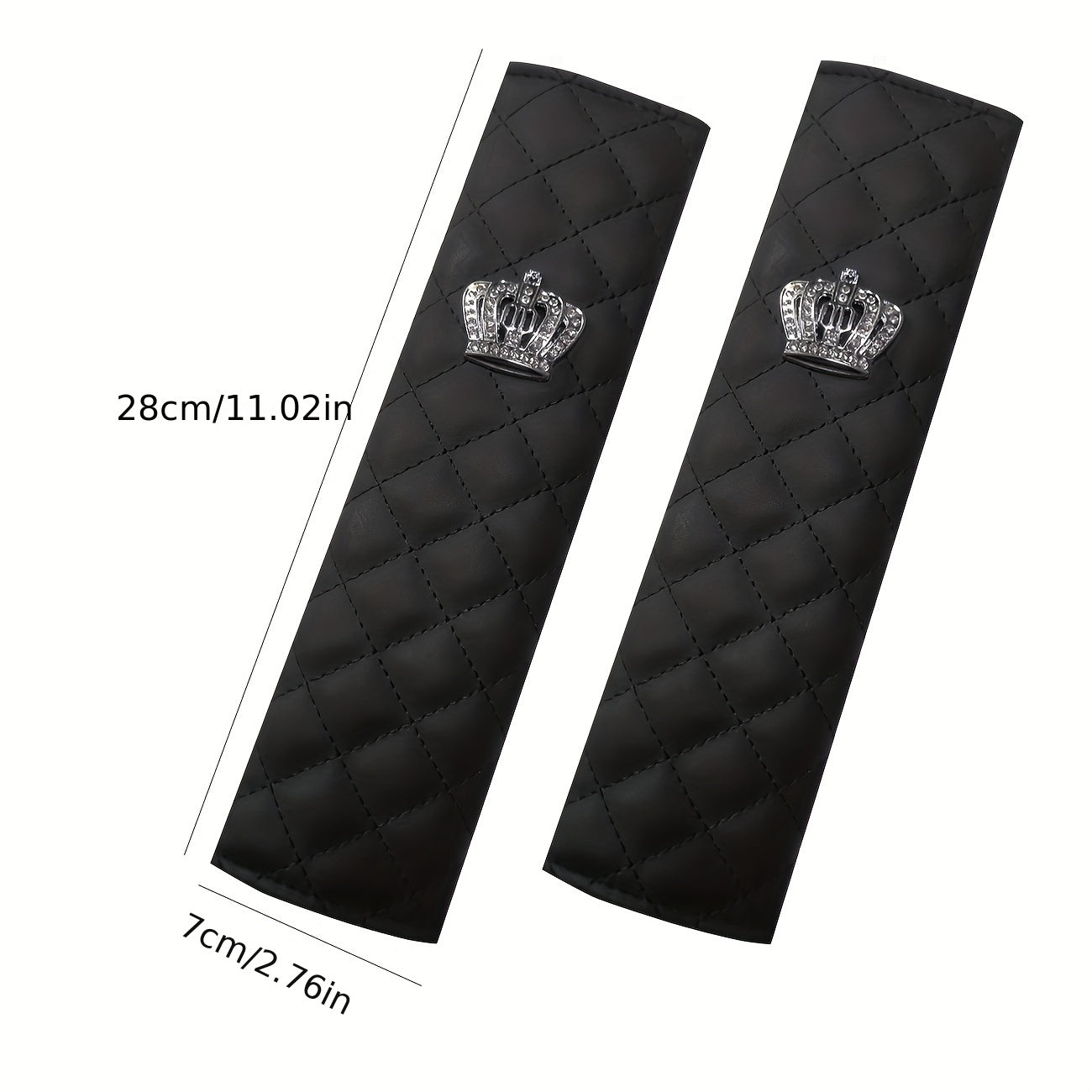 Crown Seat Belt Shoulder Protector Rhinestone PU Leather