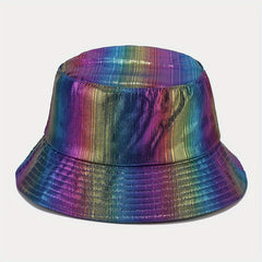 Hip Hop Laser Bucket Hat PU Leather Waterproof Basin Hat