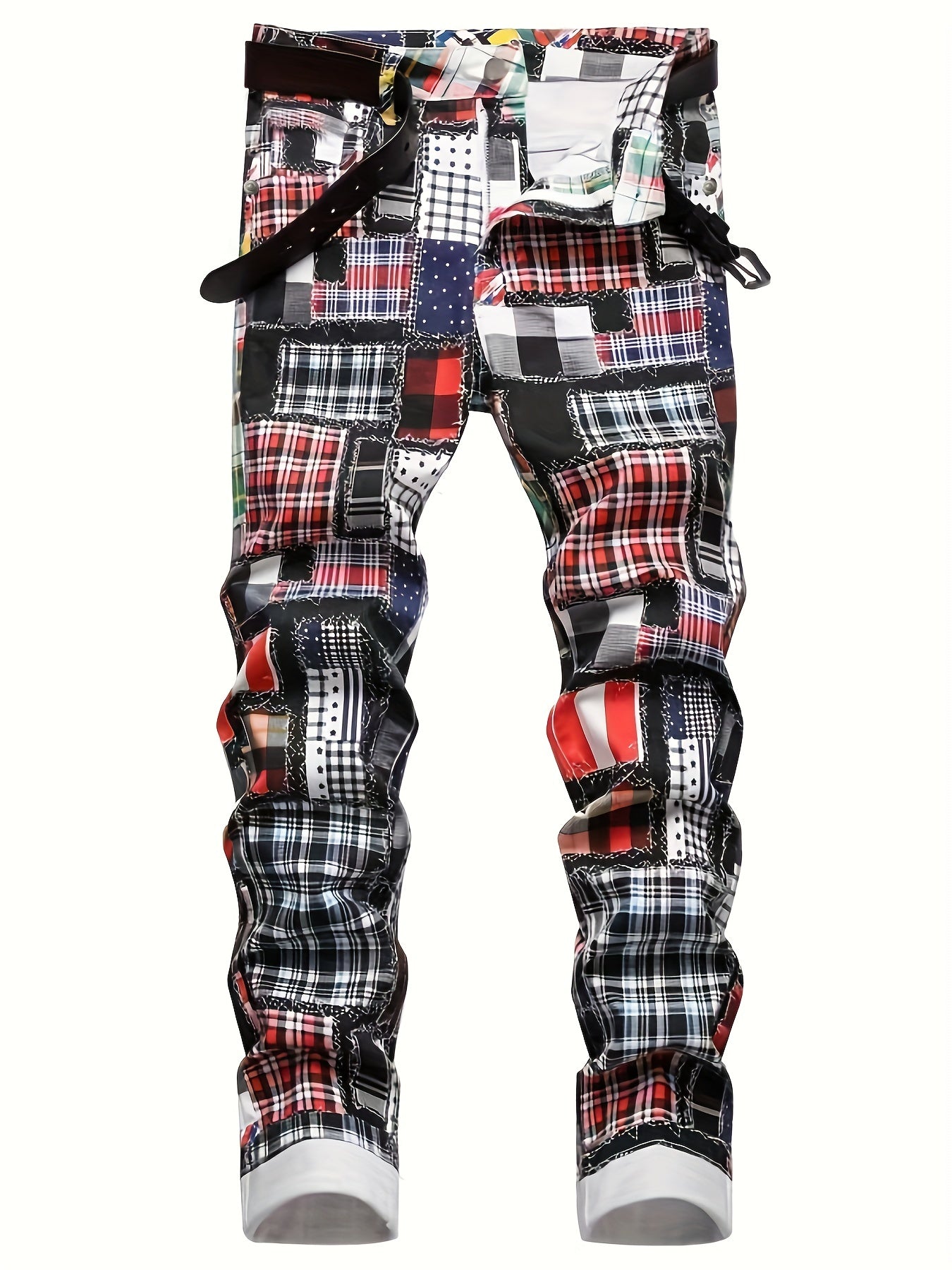 Men's Retro Slim Fit Cotton Jeans Distressed Straight Leg Denim Pants