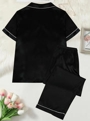 6 Pack Plus Size Pajamas Set Women's Plus Contrast Binding Short Sleeve