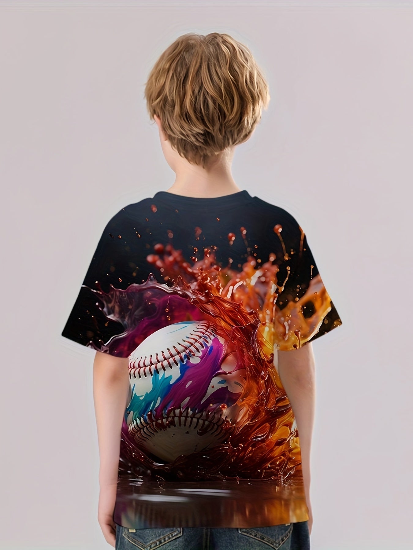 Kids Boys Baseball 3D Print T Shirt Short Sleeve Tee