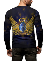 Wings Print Men's Long Sleeve Tee for Autumn