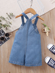 Boys Dino Graphic Denim Overalls Baby Bib Pants