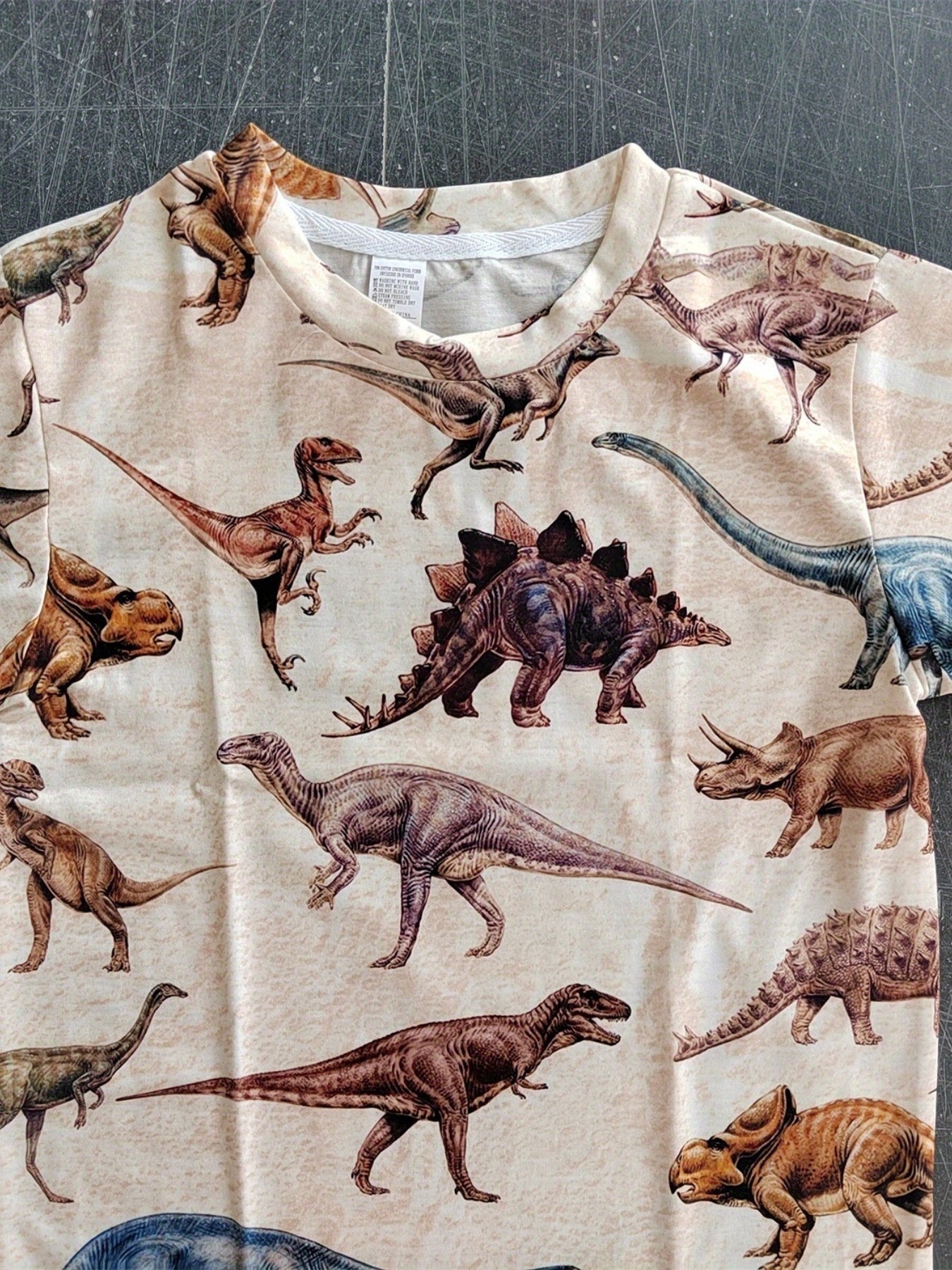 Kids Dinosaur Graphic T shirt Short Sleeve Crew Neck