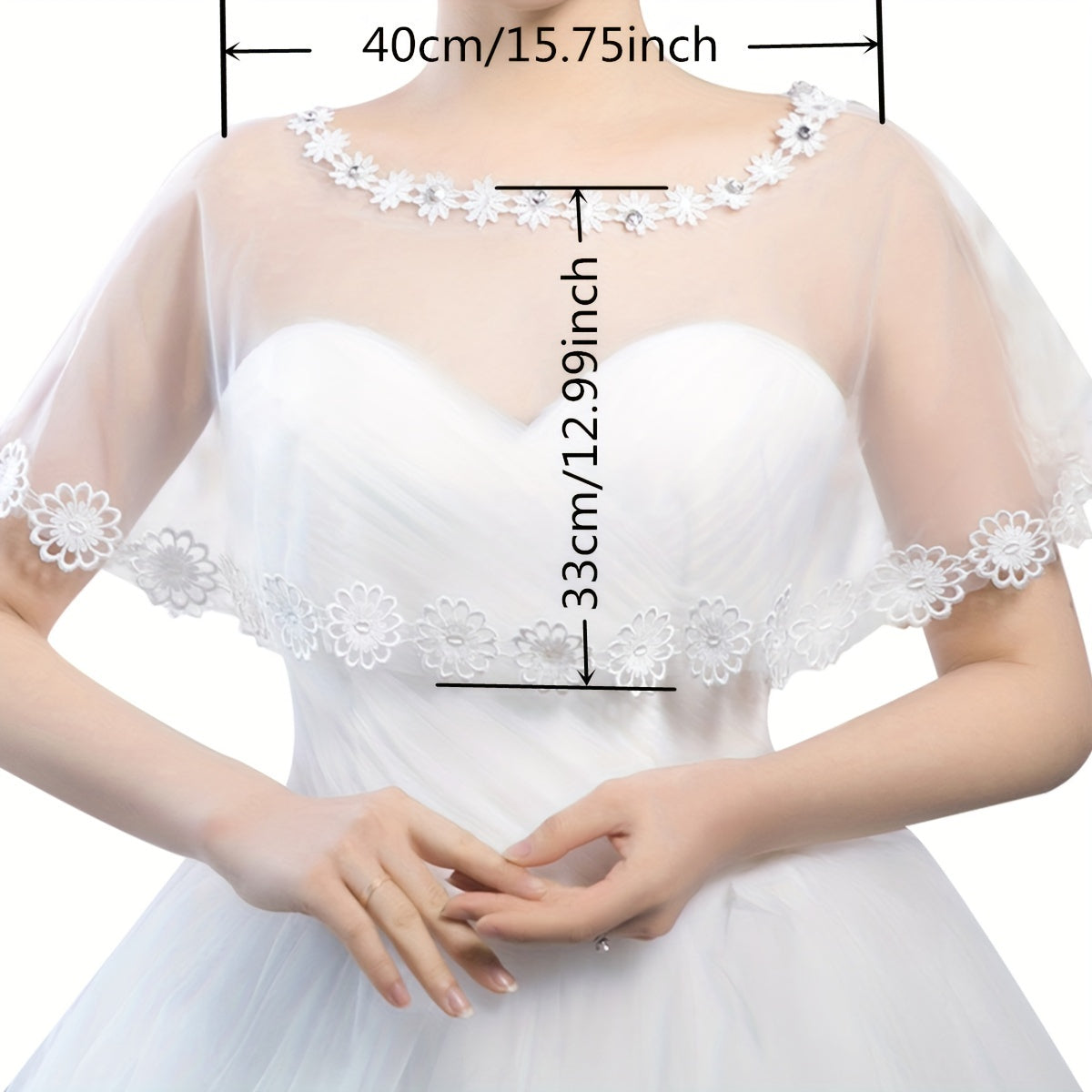 Lace Flower Embroidery Shawl Beige Mesh Wrap Bridal Wedding Shrug