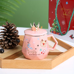 Christmas Gift Santa Claus Ceramic Cup with Spoon