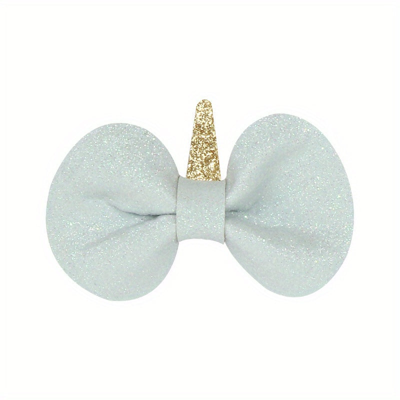 Set of 2 Unicorn Bow Glitter Hair Clips for Girls