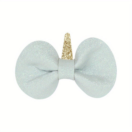 Set of 2 Unicorn Bow Glitter Hair Clips for Girls
