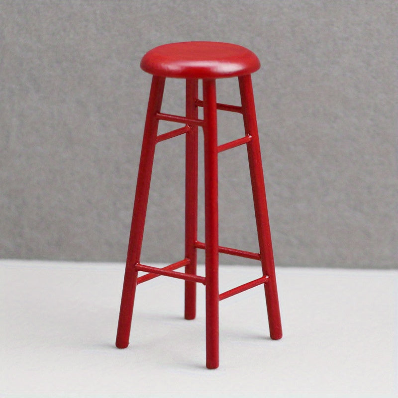 Dollhouse Furniture 4 Colorful High Stools Round Seats Compact Dollhouse Decor