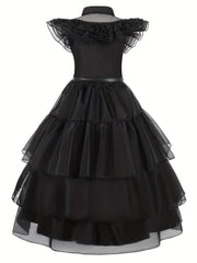 Girls Princess Dress Mesh Cosplay Party Dress With Belt And Socks Set