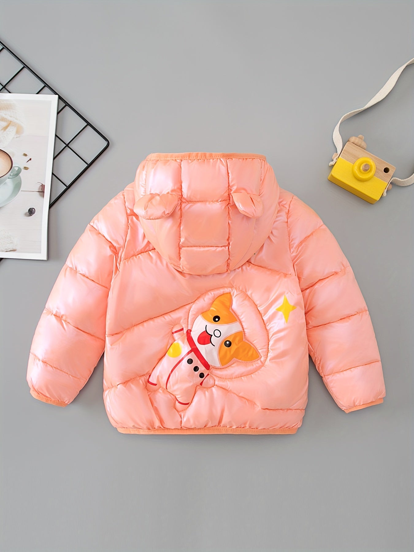 Hooded Coat For Toddlers Winter Windproof Monkey Prints Fleece Snowsuit Outwear